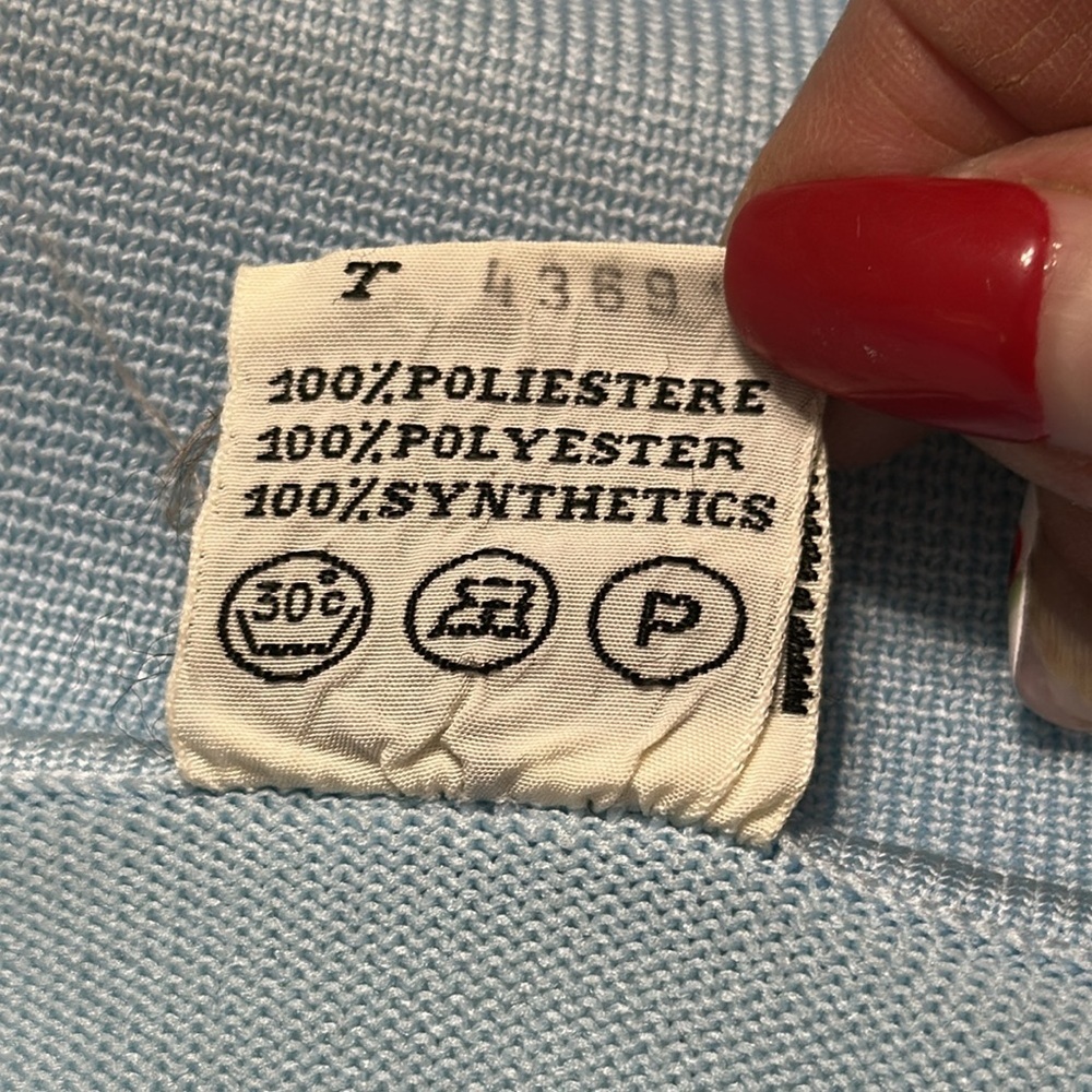 Vintage 1970s SILAN TREVIRA made in Italy, grandmacore baby blue cardigan sm - Picture 9 of 12